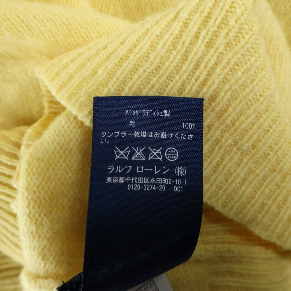 POLO RALPH LAUREN(ポロラルフローレン) ポニー刺繍 ウール Vネック ニット セーター イエロー