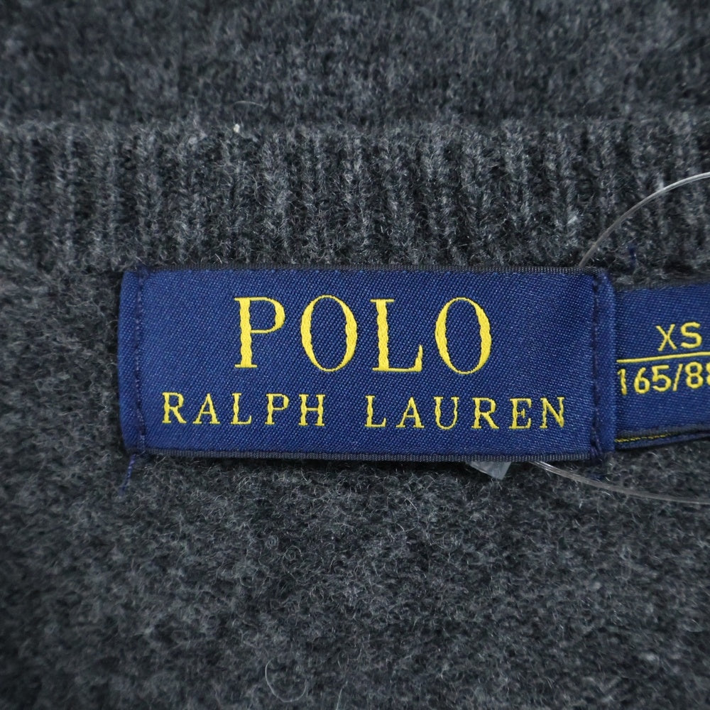 POLO RALPH LAUREN(ポロラルフローレン) ポニー刺繍 ウール クルーネック ニット セーター グレー