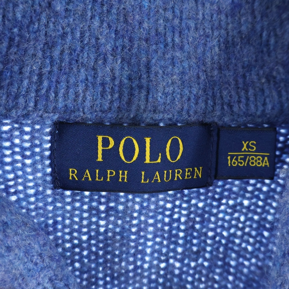 POLO RALPH LAUREN(ポロラルフローレン) メリノウール アンゴラ クルミボタン ショールカラー ニット セーター ブルー