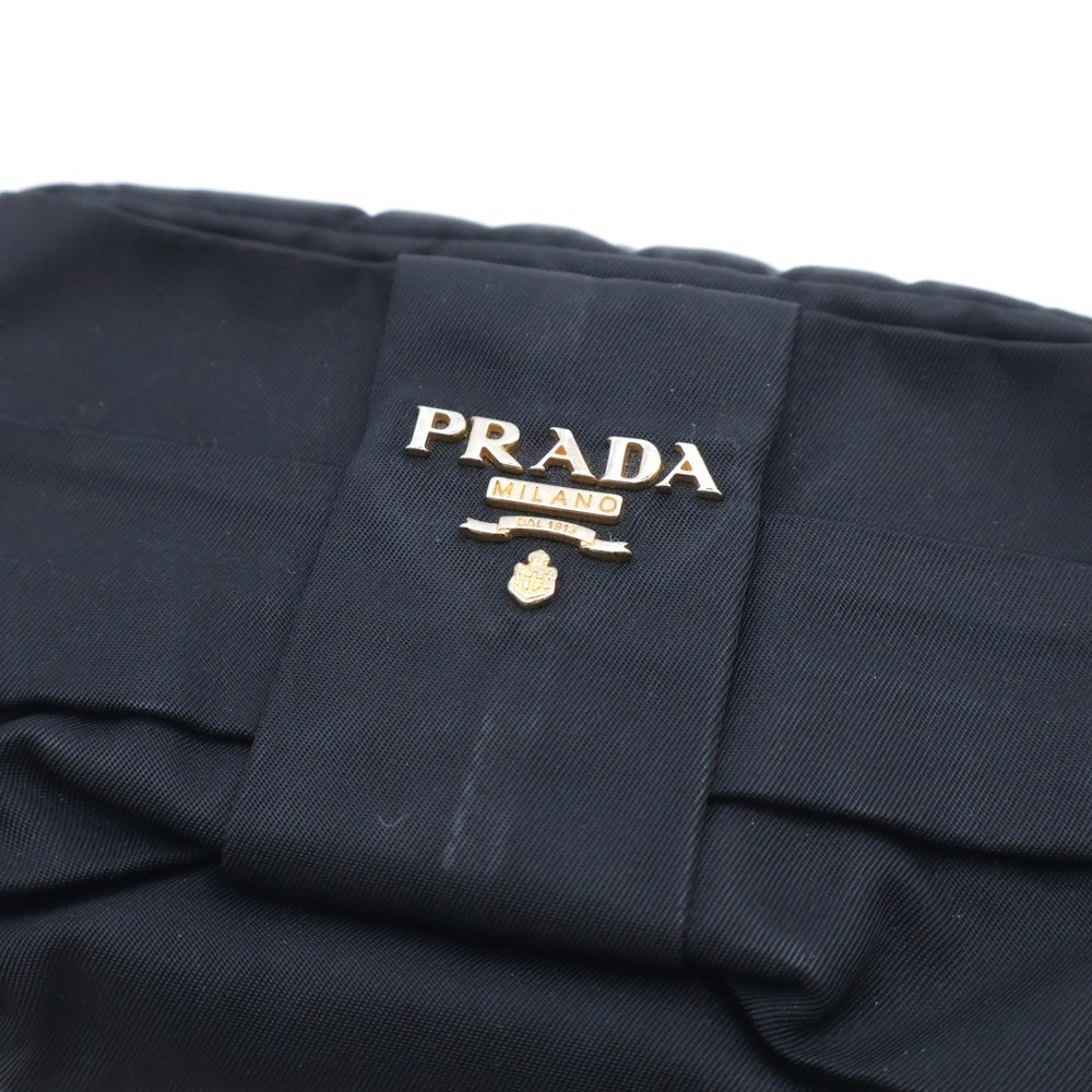 PRADA(プラダ) リボン ロゴプレート ナイロンマルチポーチ ブラック 1N1441 レディース