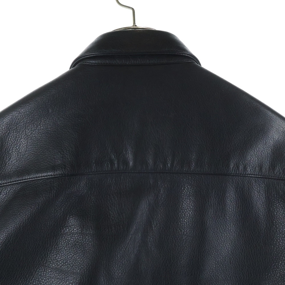 CHROME HEARTS(クロムハーツ) クロスボールボタン レザーシャツ ジャケット ブラック/シルバー