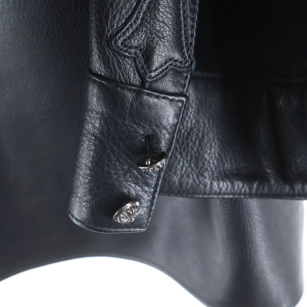 CHROME HEARTS(クロムハーツ) クロスボールボタン レザーシャツ ジャケット ブラック/シルバー