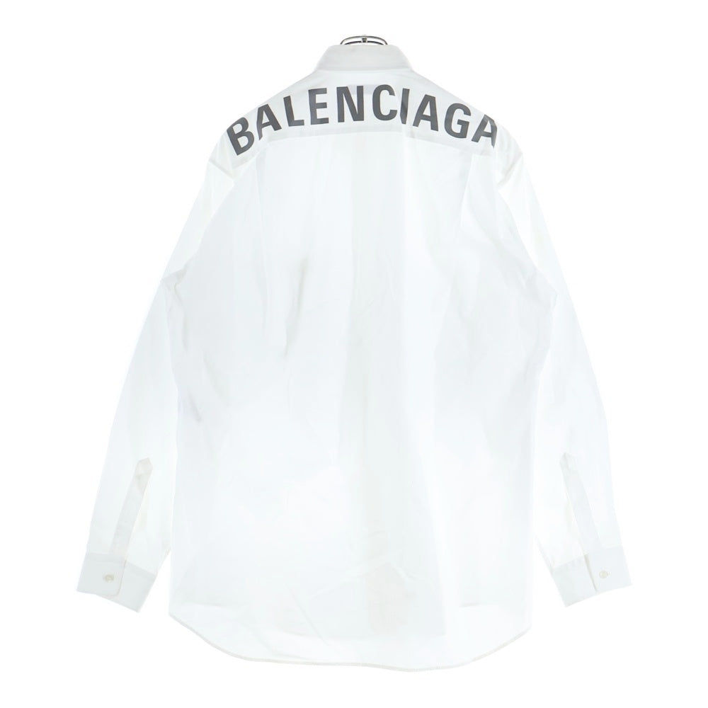 BALENCIAGA(バレンシアガ) 18SS Back Logo Print Shirt バックロゴプリント コットン ボタンダウン 長袖シャツ ホワイト 556878 TEM01