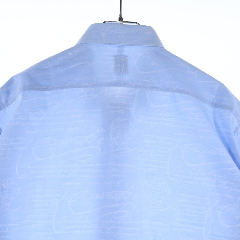 Berluti(ベルルッティ) スクリット カリグラフィー 総柄 コットン 長袖シャツ ライトブルー R15HTL37CAKT