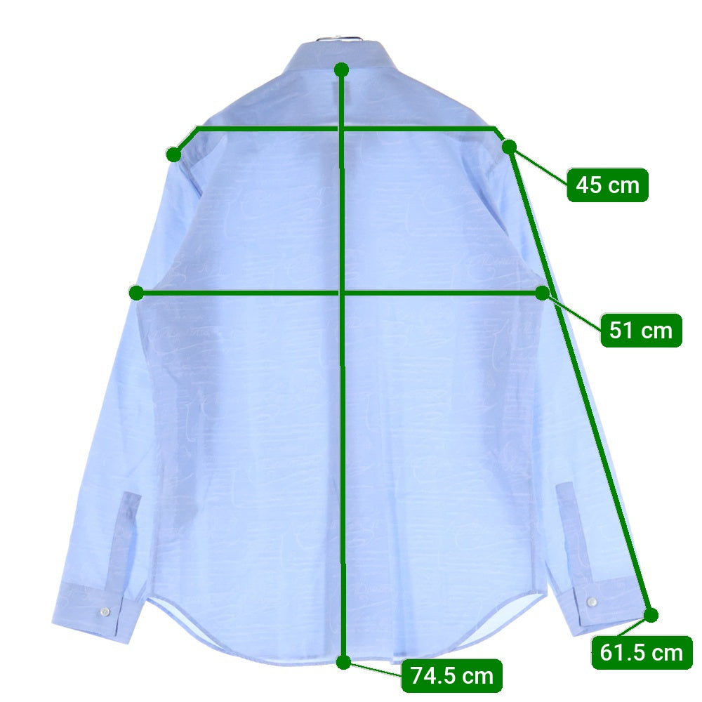 Berluti(ベルルッティ) スクリット カリグラフィー 総柄 コットン 長袖シャツ ライトブルー R15HTL37CAKT