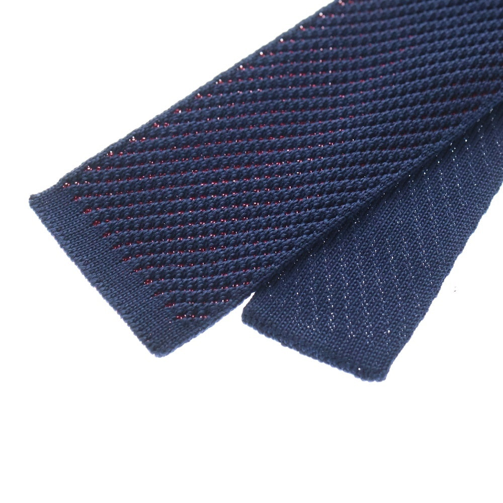 HERMES(エルメス) CRAVATE TRICOT DE SOIE クラヴァット バイカラー Hロゴ刺繍 シルク ニットタイ ネクタイ ピンク/ネイビー H903022T