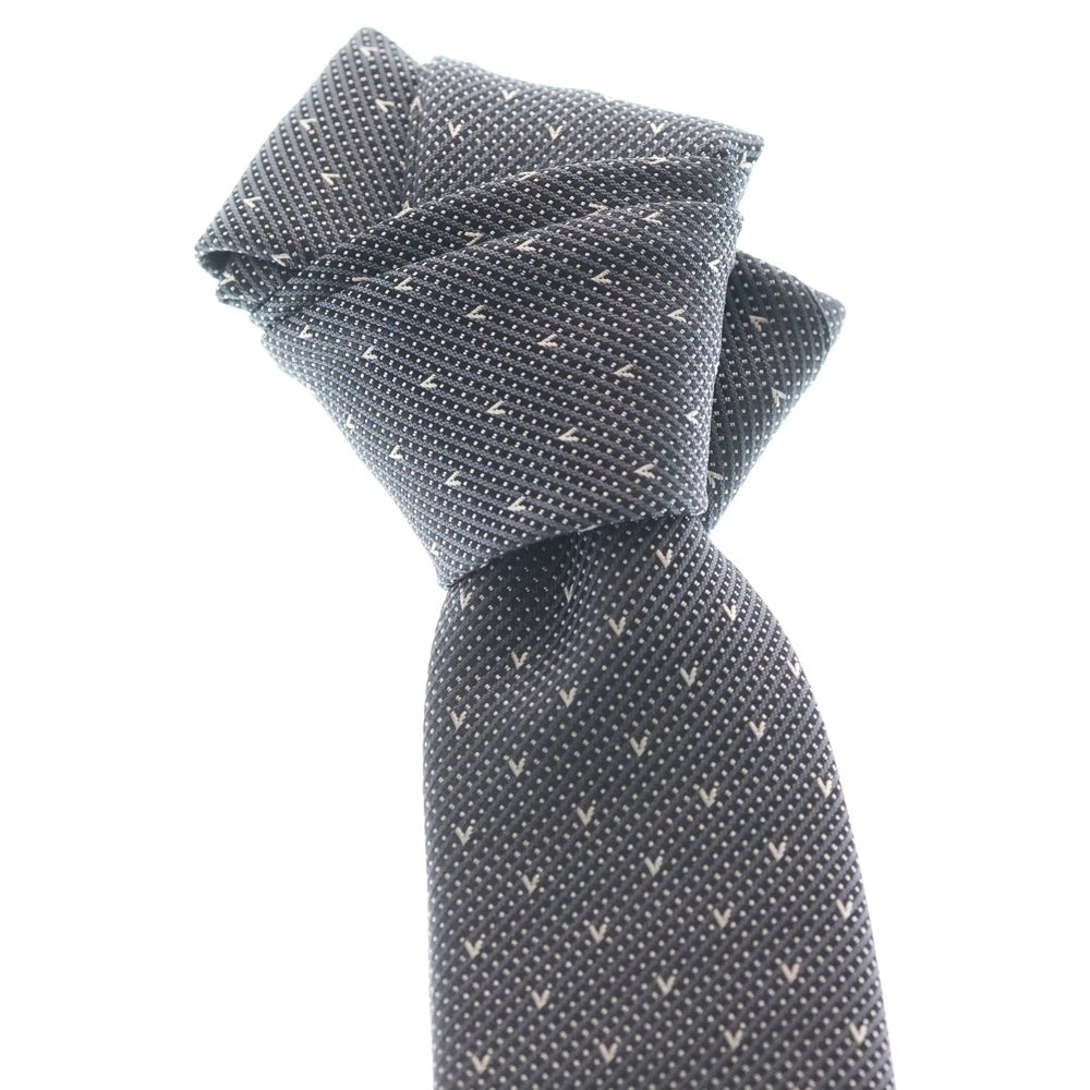 LOUIS VUITTON(ルイヴィトン) Vロゴ 総柄 シルク ネクタイ グレー