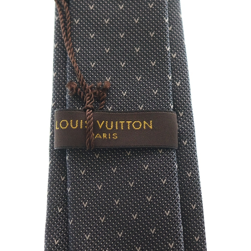 LOUIS VUITTON(ルイヴィトン) Vロゴ 総柄 シルク ネクタイ グレー