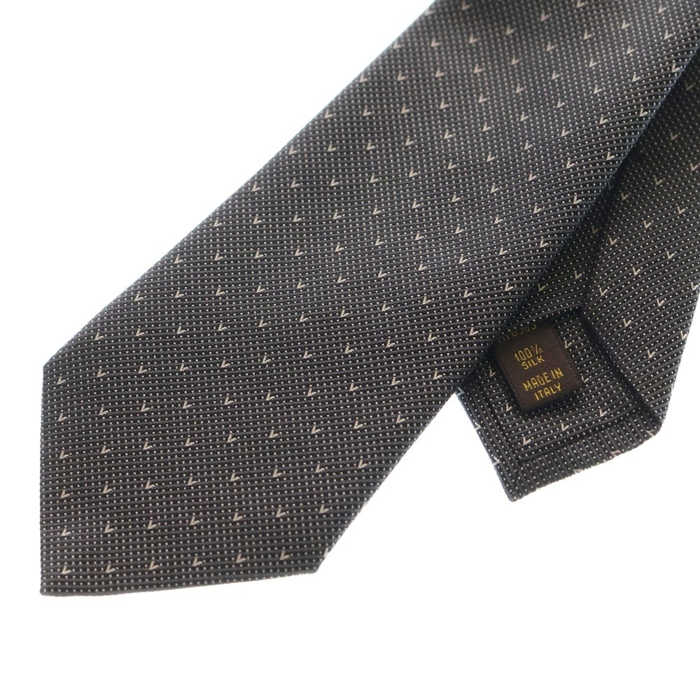 LOUIS VUITTON(ルイヴィトン) Vロゴ 総柄 シルク ネクタイ グレー