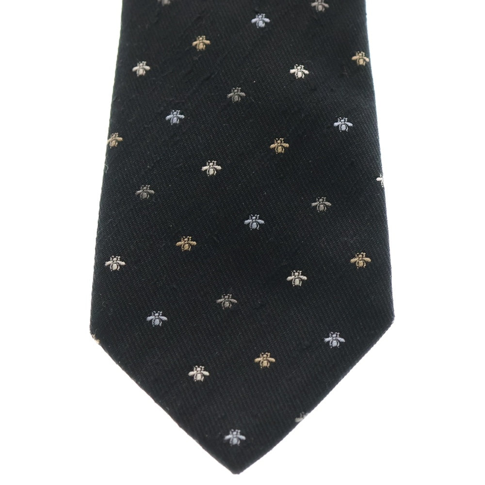 GUCCI(グッチ) BEE ビー刺繍 総柄 シルク ネクタイ ブラック 451529 4E002