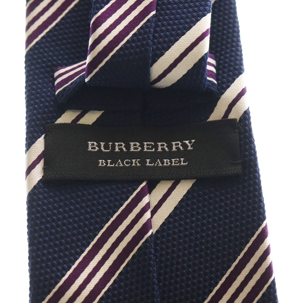 BURBERRY BLACK LABEL(バーバリー ブラックレーベル) ストライプ シルク ネクタイ ネイビー/ホワイト
