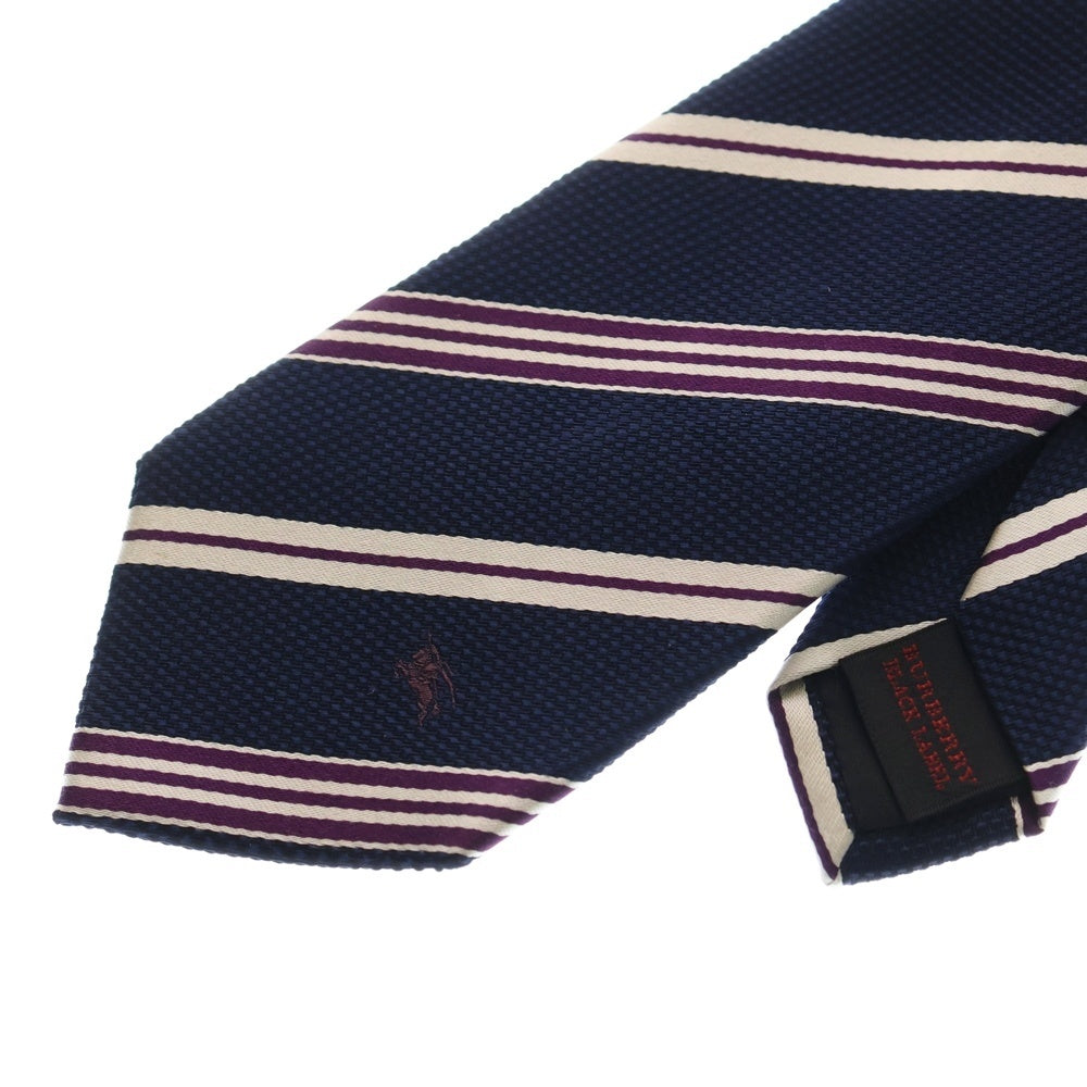 BURBERRY BLACK LABEL(バーバリー ブラックレーベル) ストライプ シルク ネクタイ ネイビー/ホワイト