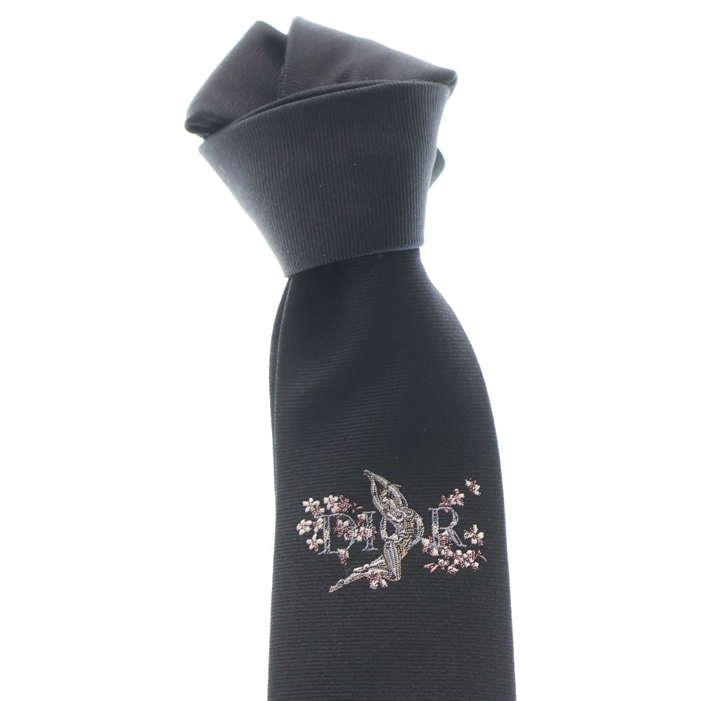 DIOR(ディオール) ×HAJIME SORAYAMA 空山基 ロゴ刺繍 シルク ネクタイ ブラック