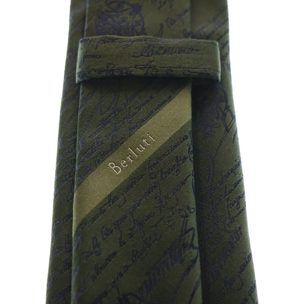 Berluti(ベルルッティ) スクリット カリグラフィ シルク ネクタイ グリーン