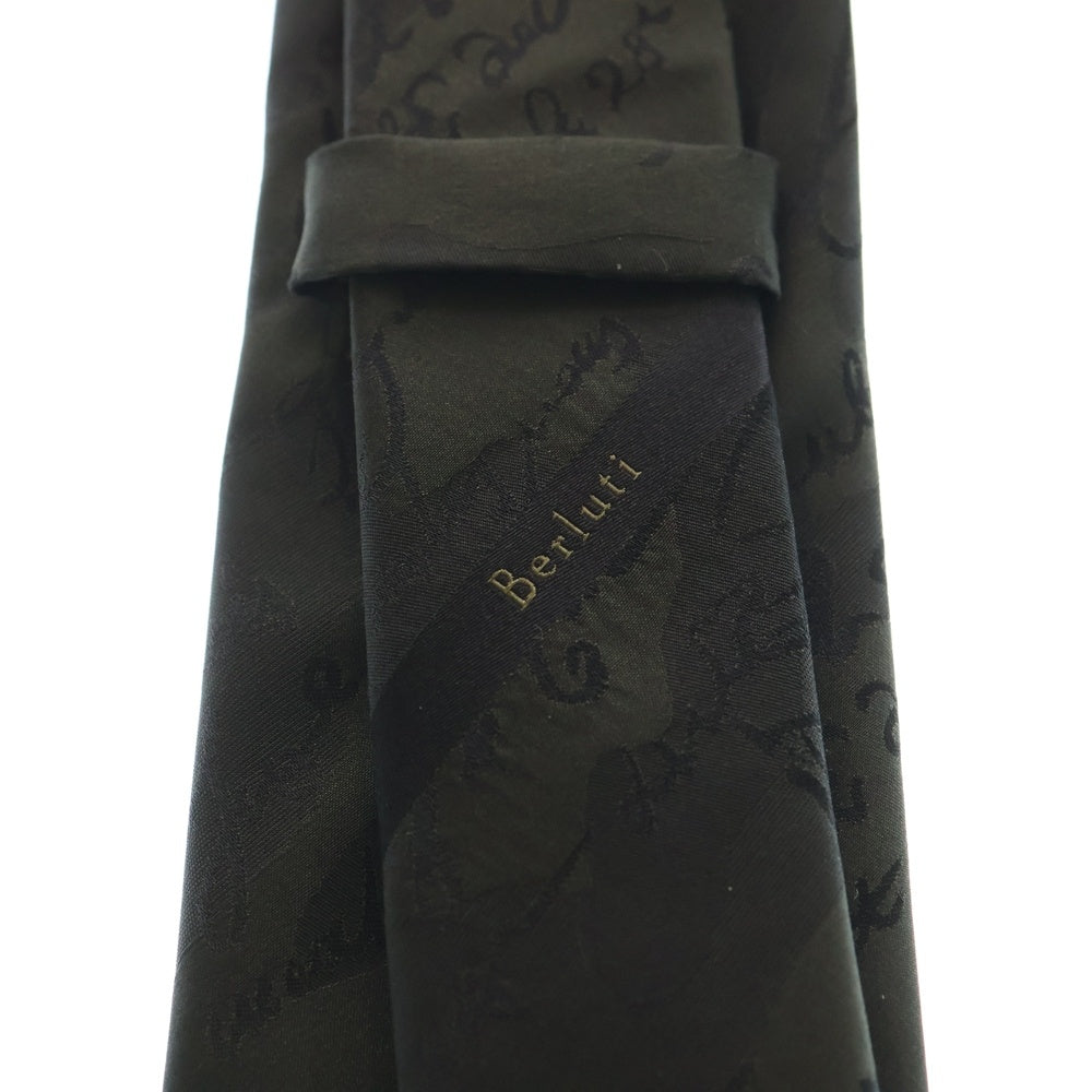 Berluti(ベルルッティ) スクリット カリグラフィ シルク ネクタイ ダークグリーン