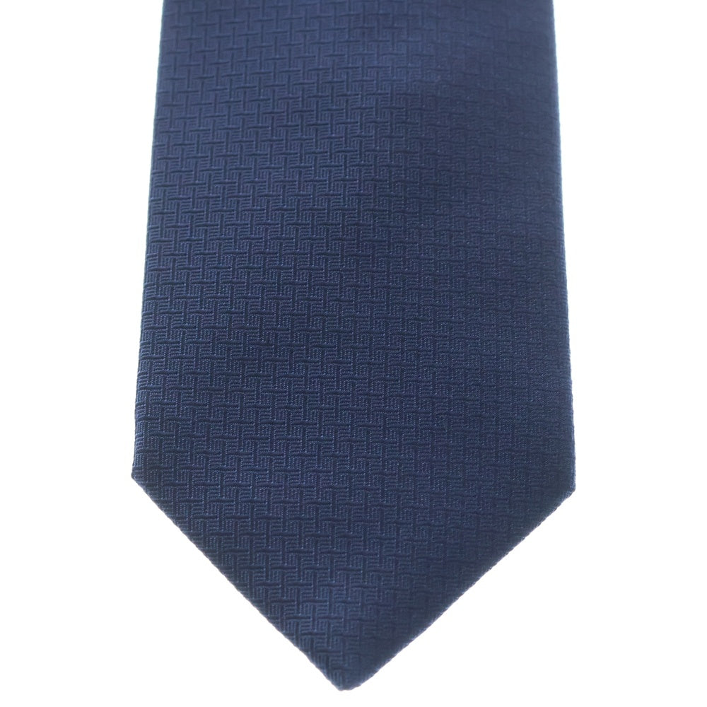 HERMES(エルメス) ロゴ刺繍 シルク ネクタイ ネイビー 429124T