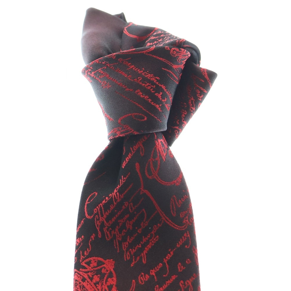 Berluti(ベルルッティ) スクリット カリグラフィ シルク ネクタイ ボルドー/レッド