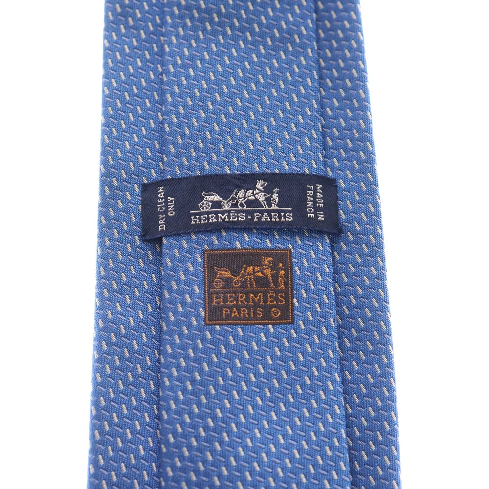 HERMES(エルメス) ロゴ刺繍 シルク ネクタイ ブルー 659113T