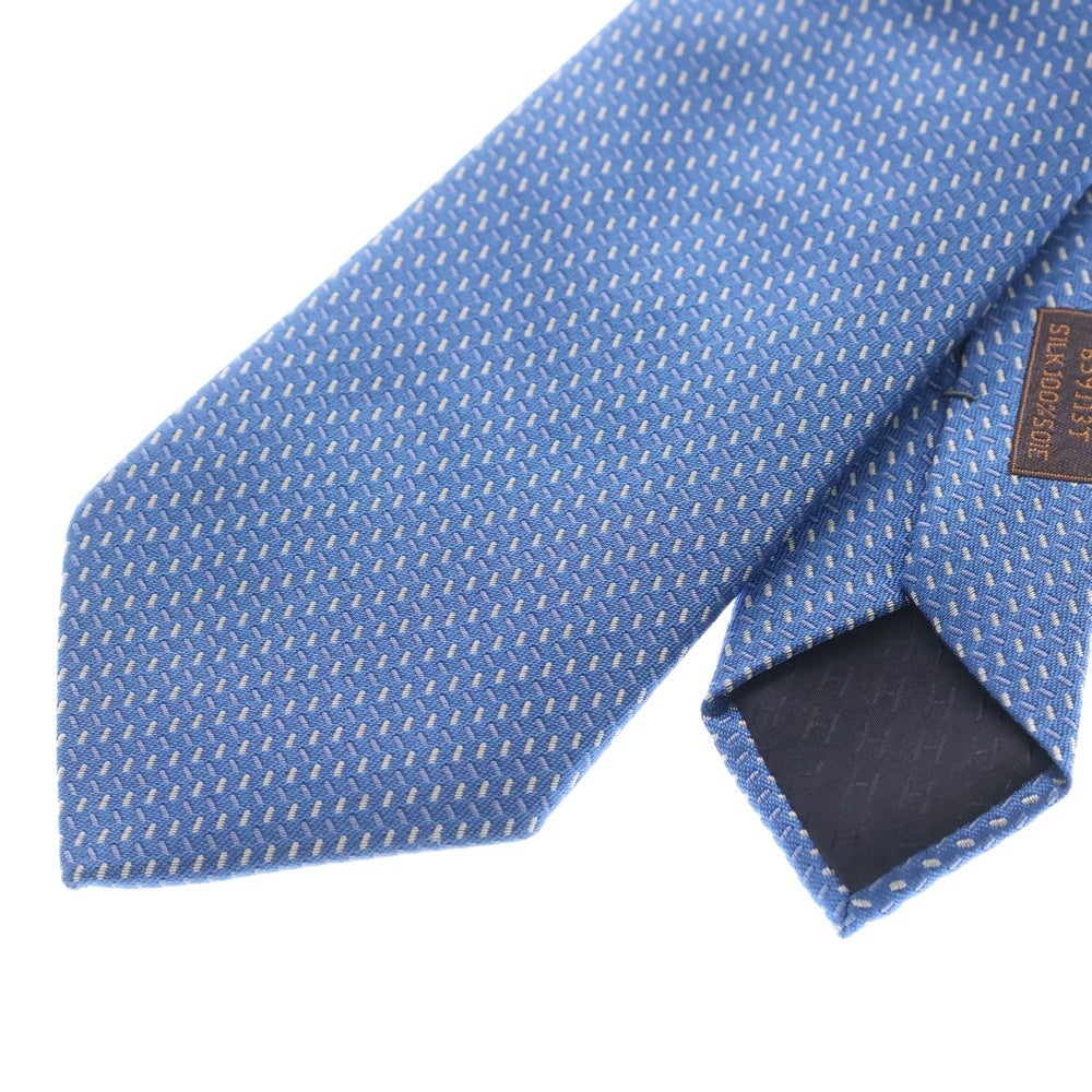 HERMES(エルメス) ロゴ刺繍 シルク ネクタイ ブルー 659113T