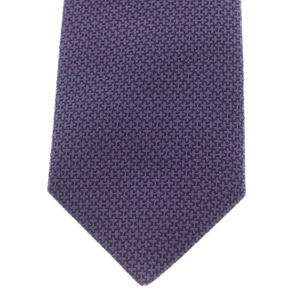 HERMES(エルメス) ロゴ刺繍 Hパズル シルク ネクタイ パープル 659229T
