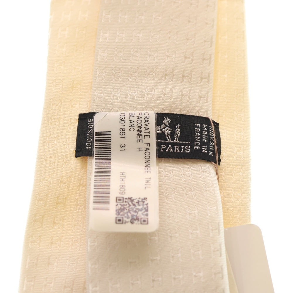 HERMES(エルメス) CRAVATE FACONNEE H クラヴァット ファソネ H ジャガード 総柄 シルク ネクタイ オフホワイト H030189T