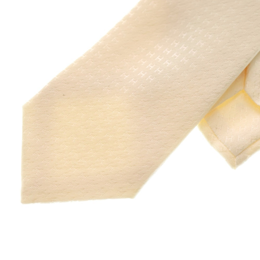 HERMES(エルメス) CRAVATE FACONNEE H クラヴァット ファソネ H ジャガード 総柄 シルク ネクタイ オフホワイト H030189T