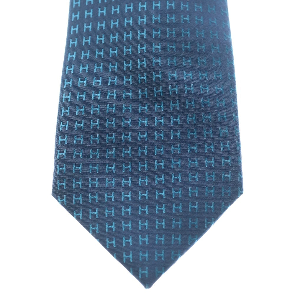 HERMES(エルメス) CRAVATE FACONNEE H クラヴァット ファソネ H ジャガード 総柄 シルク ネクタイ ブルー H030189T