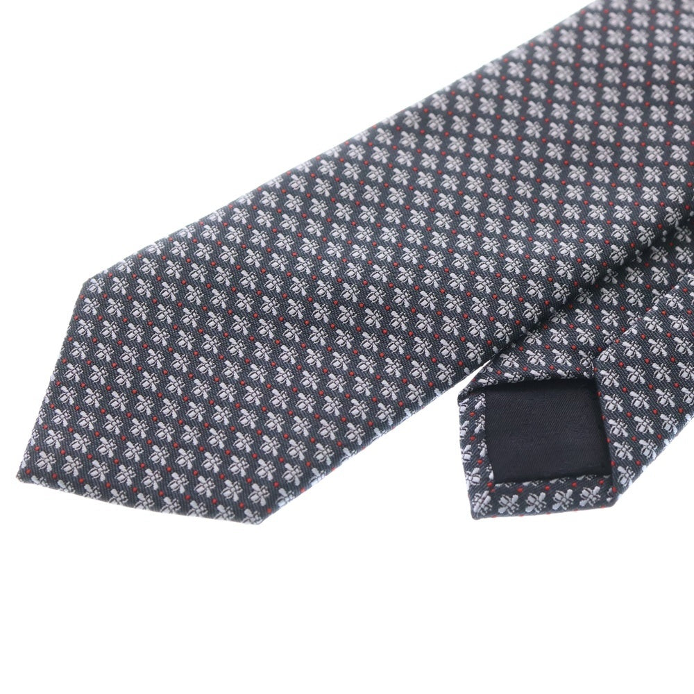 GUCCI(グッチ) BEE ビー刺繍 ドット 総柄 シルク ネクタイ ネイビー/シルバー