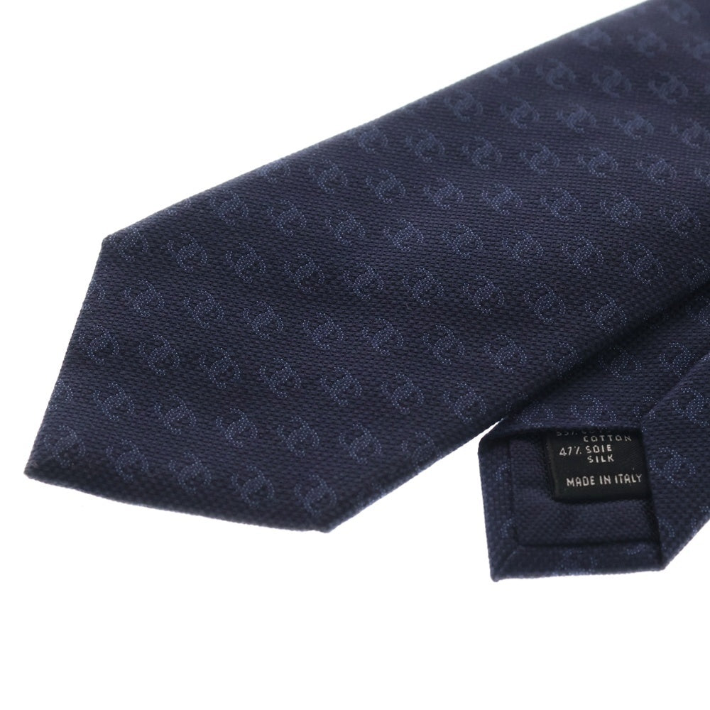 CHANEL(シャネル) ココマーク 総柄 コットン シルク ネクタイ ネイビー