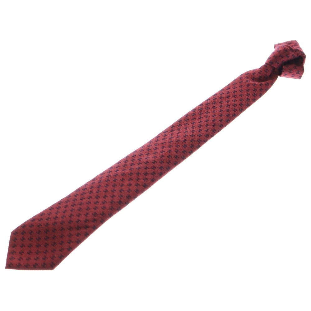 CHANEL(シャネル) ココマーク 総柄 ウール シルク ネクタイ レッド