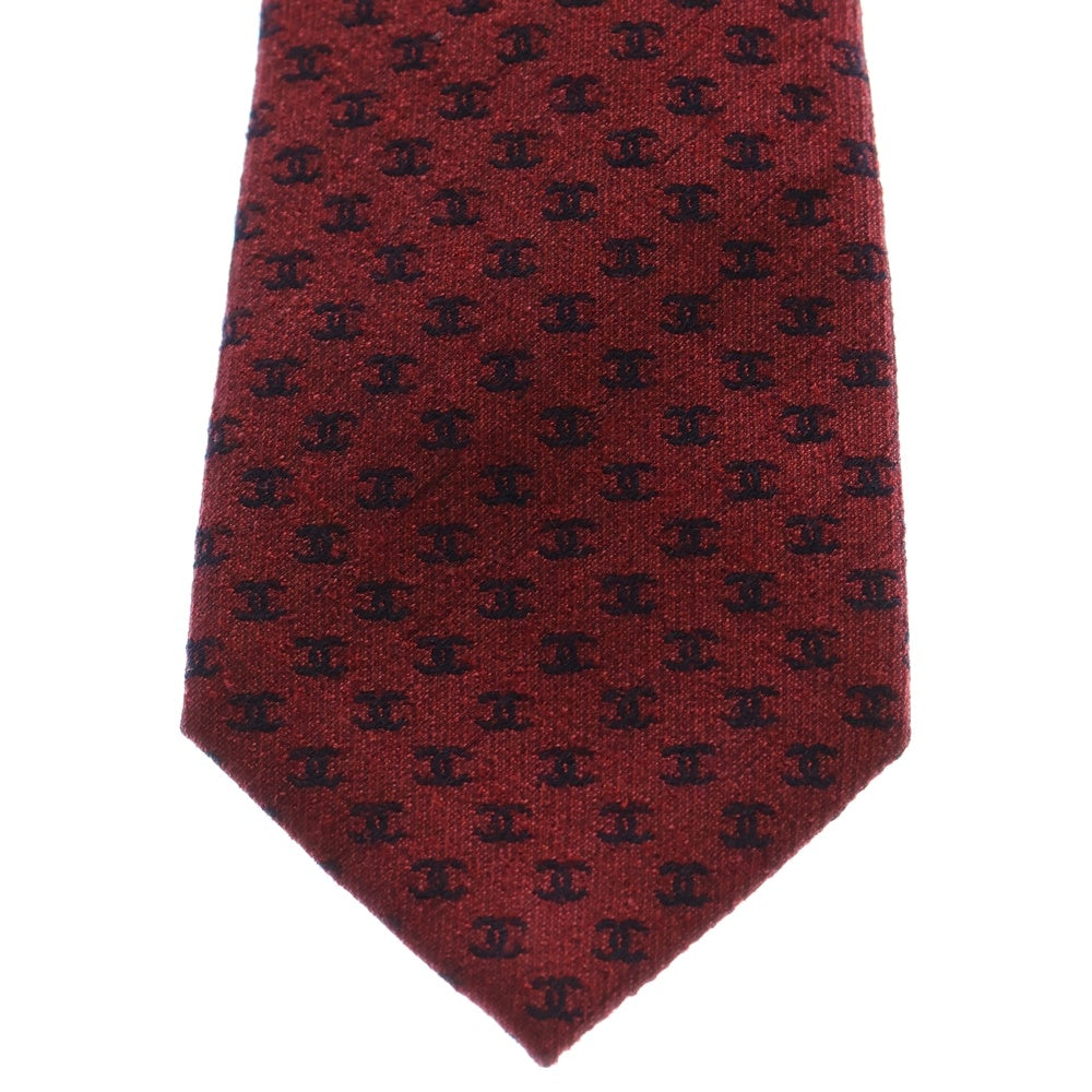 CHANEL(シャネル) ココマーク 総柄 ウール シルク ネクタイ レッド