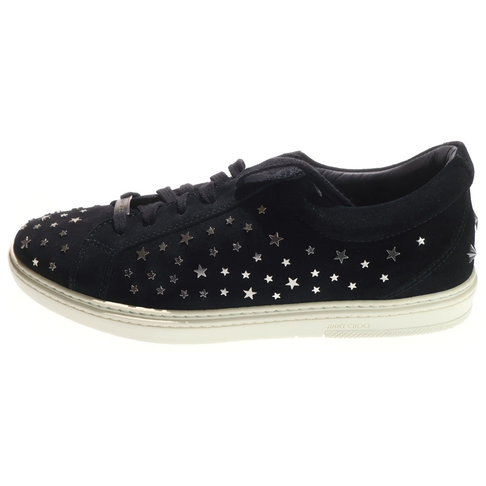 JIMMY CHOO(ジミーチュウ) CASH キャッシュ スタースタッズ ロゴプレート スウェードレザー ローカットスニーカー ブラック
