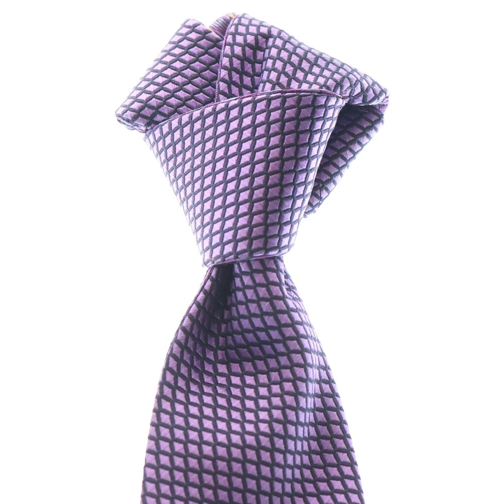 BVLGARI(ブルガリ) DOUBLE TIE ロゴプレート リバーシブル シルク ネクタイ パープル