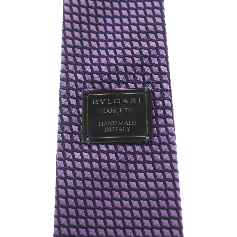 BVLGARI(ブルガリ) DOUBLE TIE ロゴプレート リバーシブル シルク ネクタイ パープル