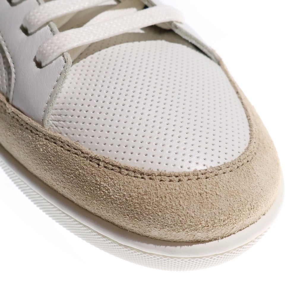 SAINT LAURENT PARIS(サンローランパリ) SL/10 レオパード ハラコ切替 パンチングレザー ローカットスニーカー ホワイト/ブラウン 605451