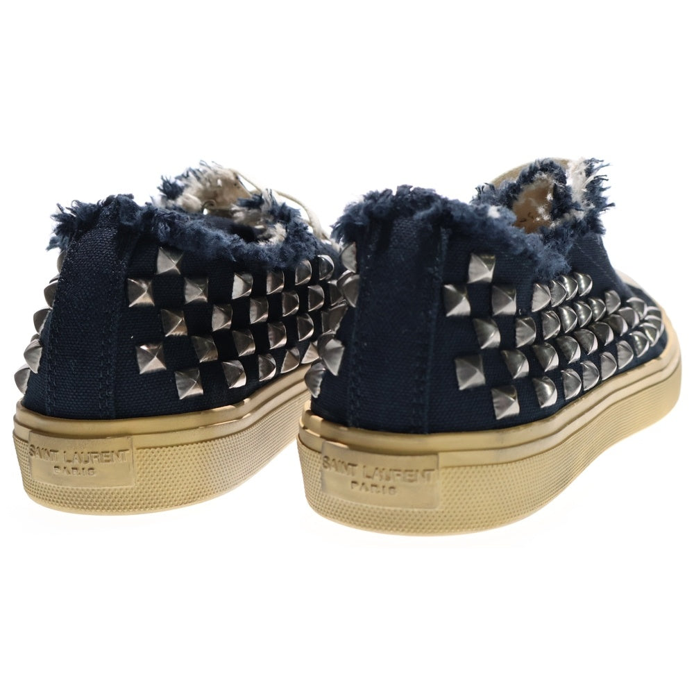 SAINT LAURENT PARIS(サンローランパリ) スタッズ キャンバス ダメージ加工 ローカットスニーカー ネイビー 582412