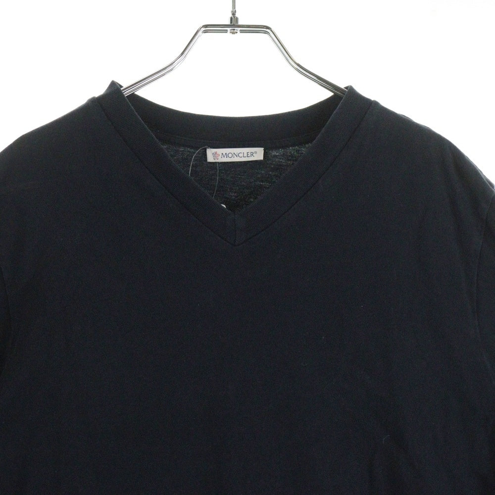 MONCLER(モンクレール) 20SS サイド エンブロイダリー ロゴ Vネック半袖Tシャツカットソー ブラック F10918C76210 8390T