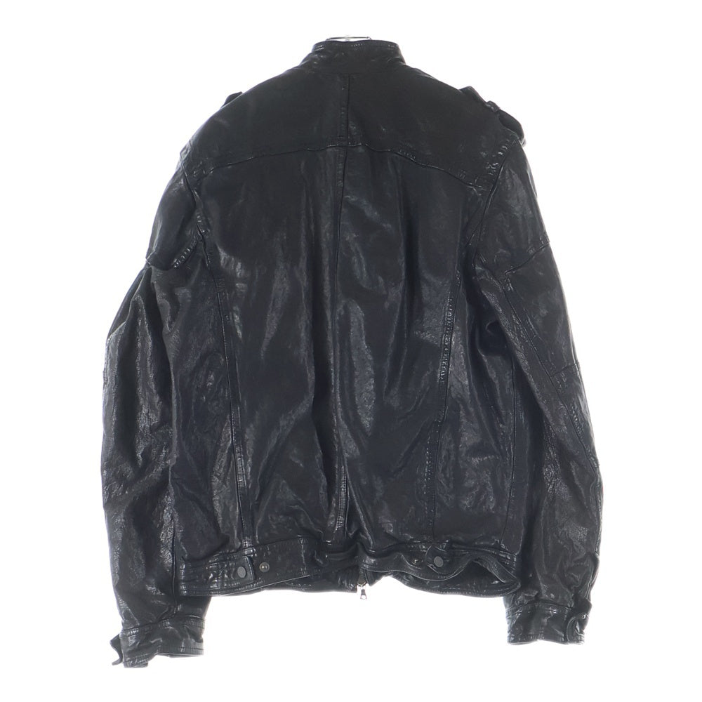 Neil Barrett(ニール バレット) バッファローレザー マルチポケット ジップアップ ライダースジャケット ブラック 4653