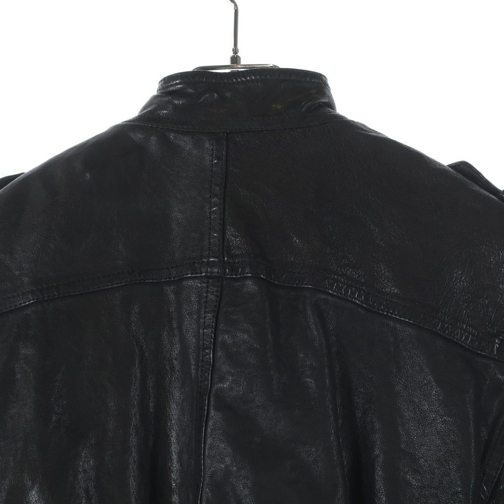 Neil Barrett(ニール バレット) バッファローレザー マルチポケット ジップアップ ライダースジャケット ブラック 4653