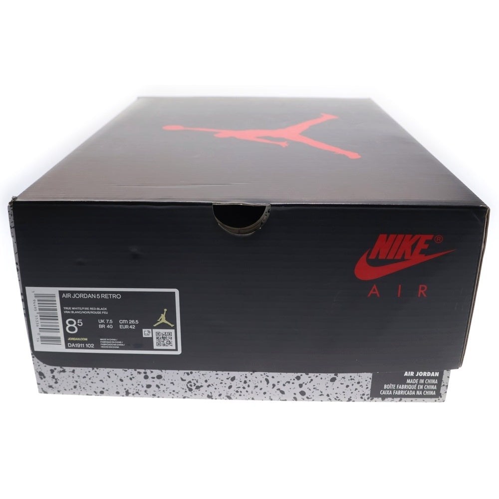 NIKE(ナイキ) AIR JORDAN 5 RETRO FIRE RED エアジョーダン5 ファイアレッド ハイカットスニーカー ホワイト/レッド US8.5/26.5cm DA1911-102