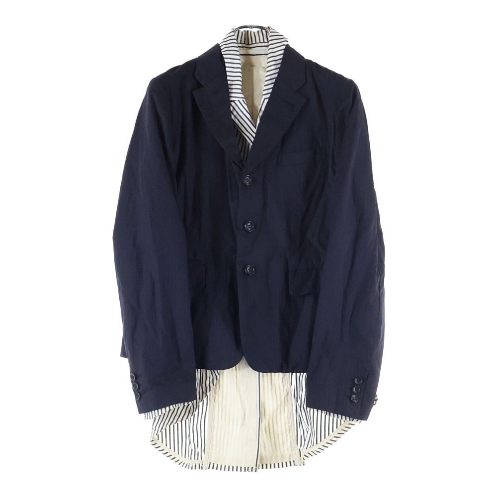 COMME des GARCONS(コムデギャルソン) 11SS 3ボタン ドッキング ストライプシャツ ジャケット ネイビー レディース GG-J046