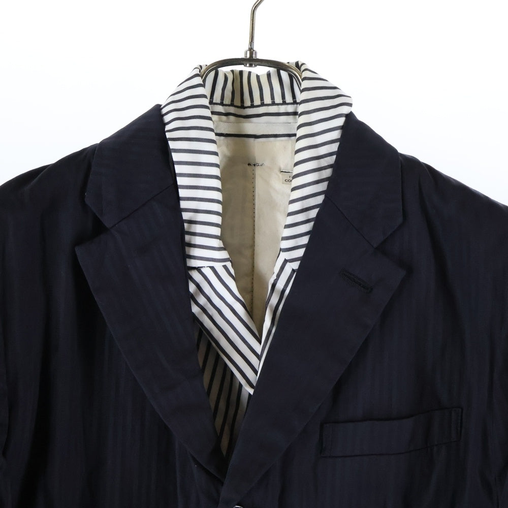 COMME des GARCONS(コムデギャルソン) 11SS 3ボタン ドッキング ストライプシャツ ジャケット ネイビー レディース GG-J046