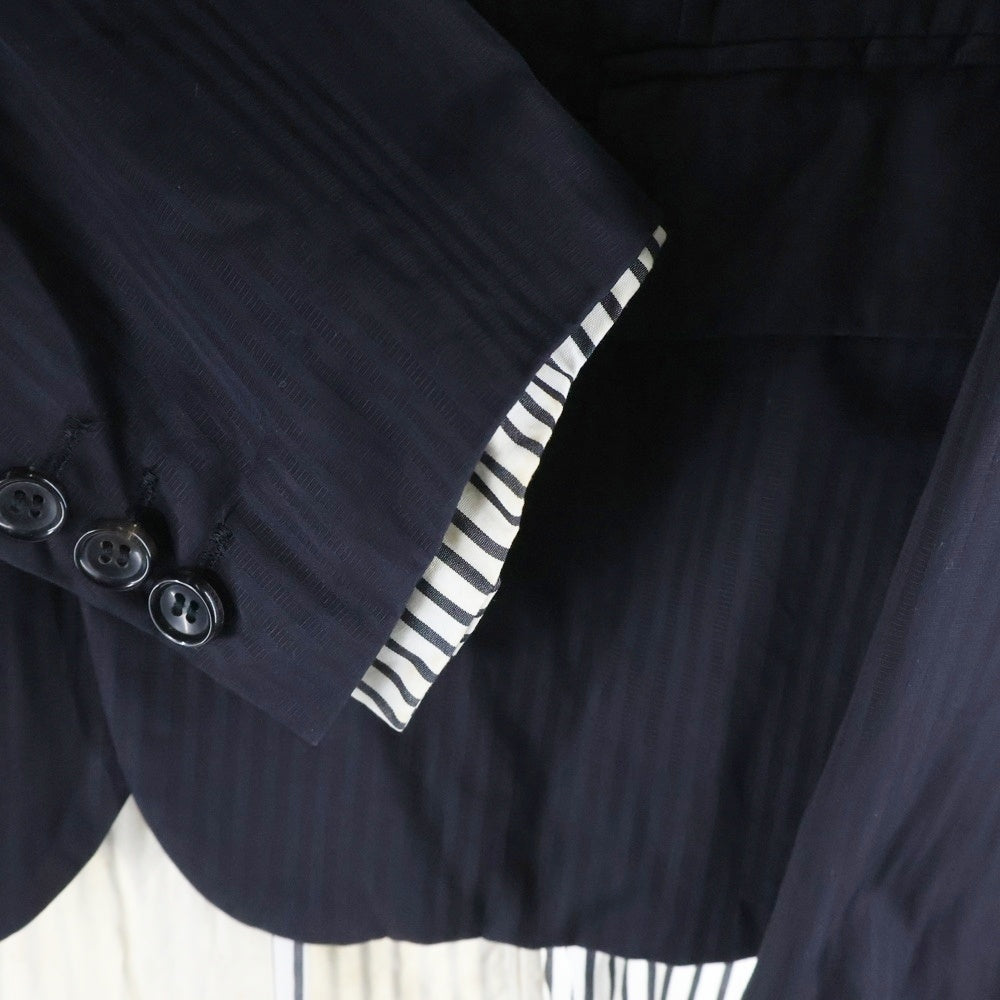 COMME des GARCONS(コムデギャルソン) 11SS 3ボタン ドッキング ストライプシャツ ジャケット ネイビー レディース GG-J046