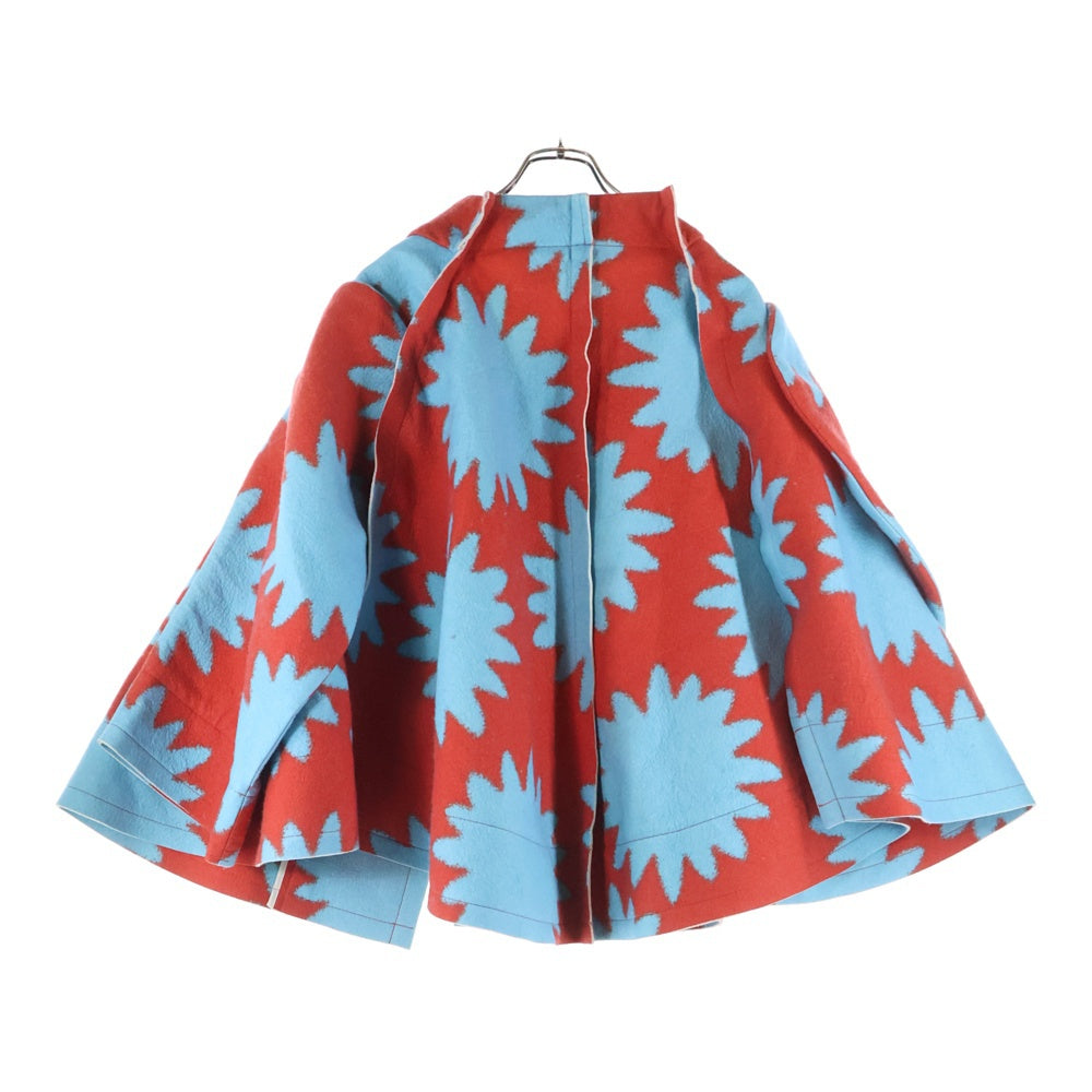 COMME des GARCONS(コムデギャルソン) 12AW 2次元 総柄デザイン ジャガード コート コンチョ レディース ブルー/レッド GJ-J020 AD2012