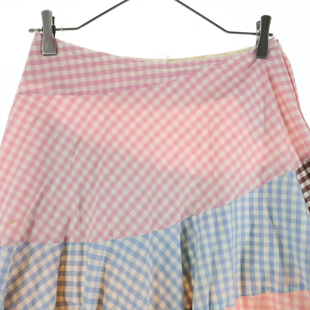 COMME des GARCONS(コムデギャルソン) 05SS ピンクパンサー期 ギンガムチェック パッチ 再構築 サーキュラースカート マルチ レディース GO-S081 AD2004
