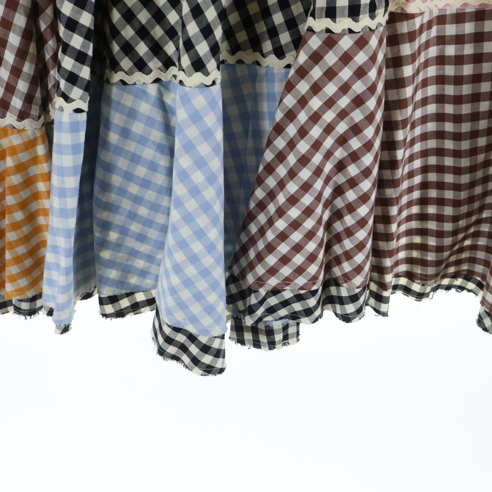 COMME des GARCONS(コムデギャルソン) 05SS ピンクパンサー期 ギンガムチェック パッチ 再構築 サーキュラースカート マルチ レディース GO-S081 AD2004