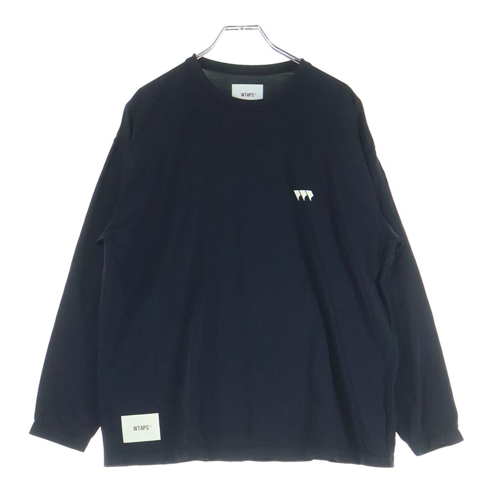 WTAPS(ダブルタップス) 25SS DCPN/LS/NLPL.CORDURA ロゴプリント コーデュラ クルーネック長袖Tシャツ カットソー ブラック 251ATDT-CSM24