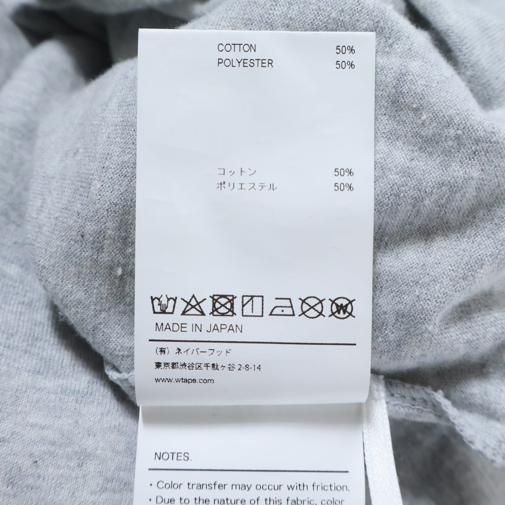 WTAPS(ダブルタップス) 25SS WOUND/LS /CTPL フロントプリント クルーネック長袖Tシャツ カットソー グレー 251ATDT-CSM10