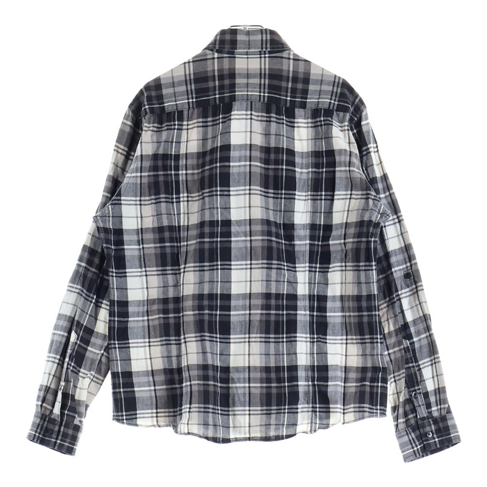 BURBERRY BLACK LABEL(バーバリー ブラックレーベル) フランネル 長袖 チェックシャツ ブラック/ホワイト BMW05-204-06