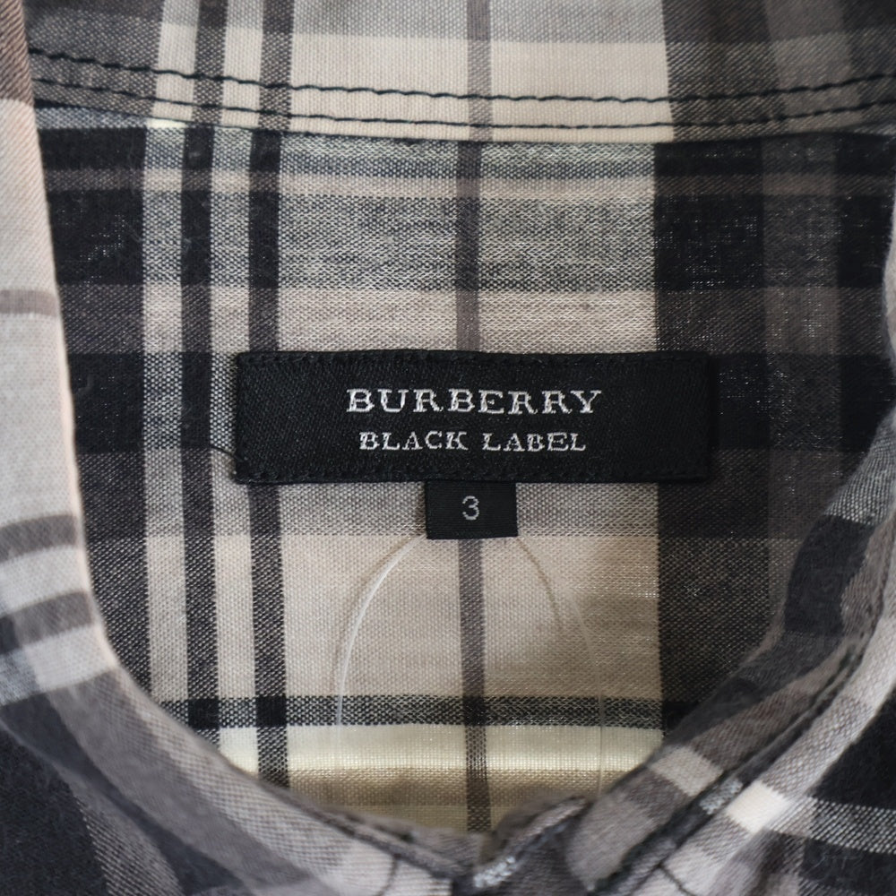 BURBERRY BLACK LABEL(バーバリー ブラックレーベル) フランネル 長袖 チェックシャツ ブラック/ホワイト BMW05-204-06
